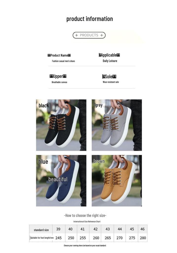 Breathable Spring Autumn Korean Style Men's Casual Low-Top Canvas Shoes