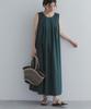 Research Sleeveless Dress with Front Tucks Green Free Size [Urban Doors] Women's DR26230-2060805