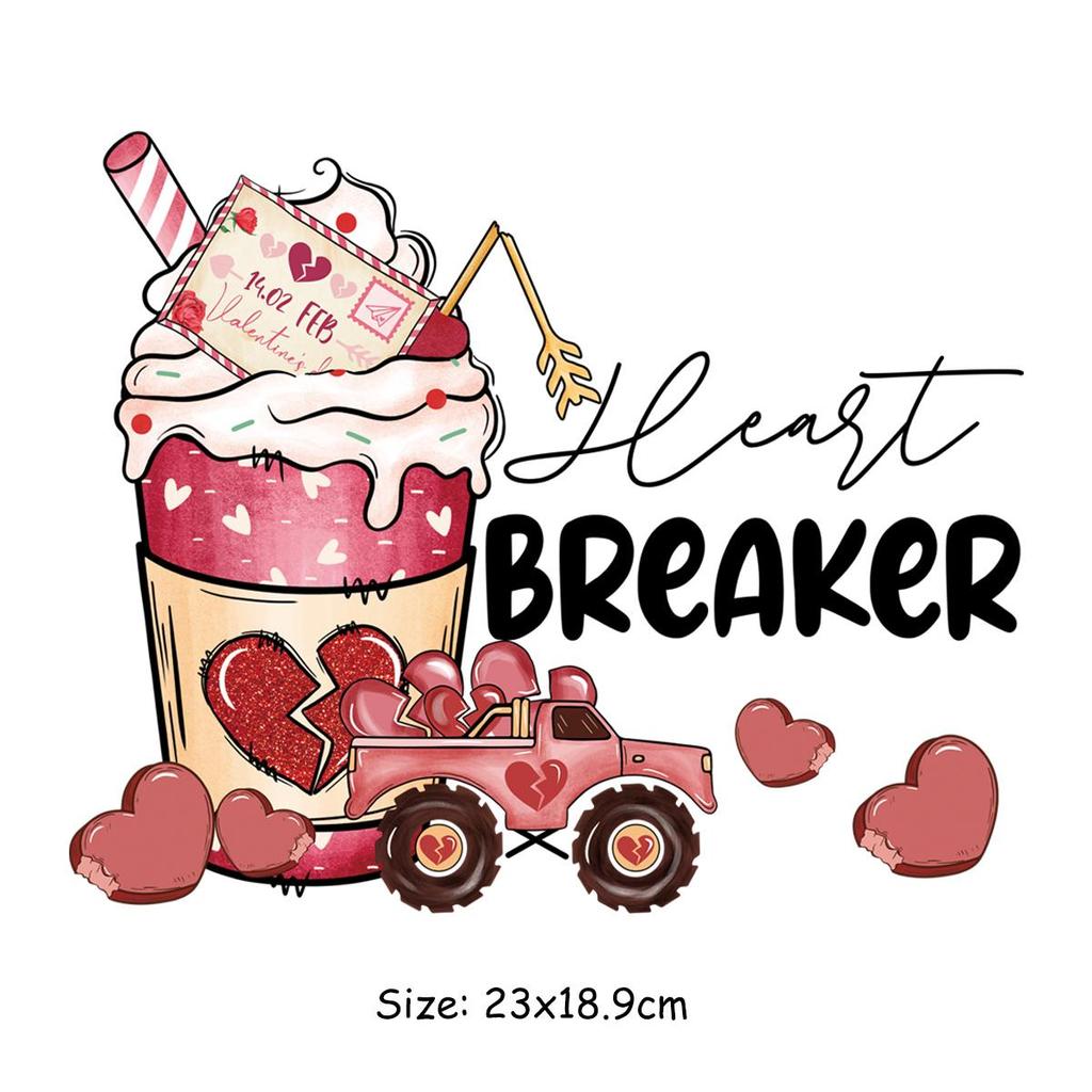 Happy Valentine'Day Patches auf Kleidung Wärmeübertragung Aufkleber Dekoration für Liebhaber Kleidung DIY Streifen Aufkleber Mädchen Junge