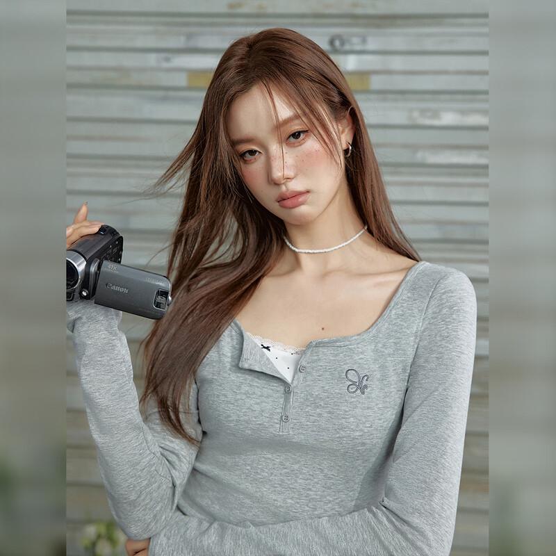 UNIFREE Women s Retro Lace Long Sleeve Slim Fit T-shirt M