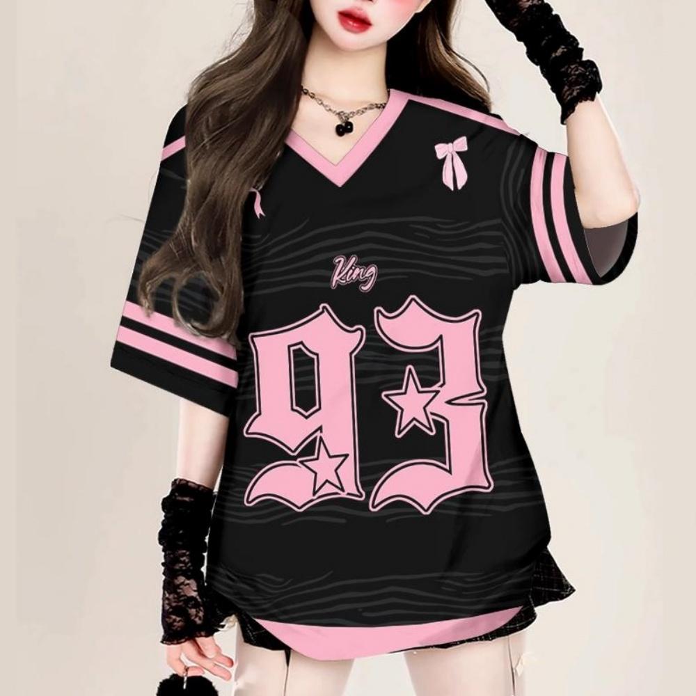 Fashion Summer Women's T-shirt V-NECK T-shirt Digital Printing T-shirts  Women's Clothes Sport Style Flat Cloth Ladies' Sexy Top