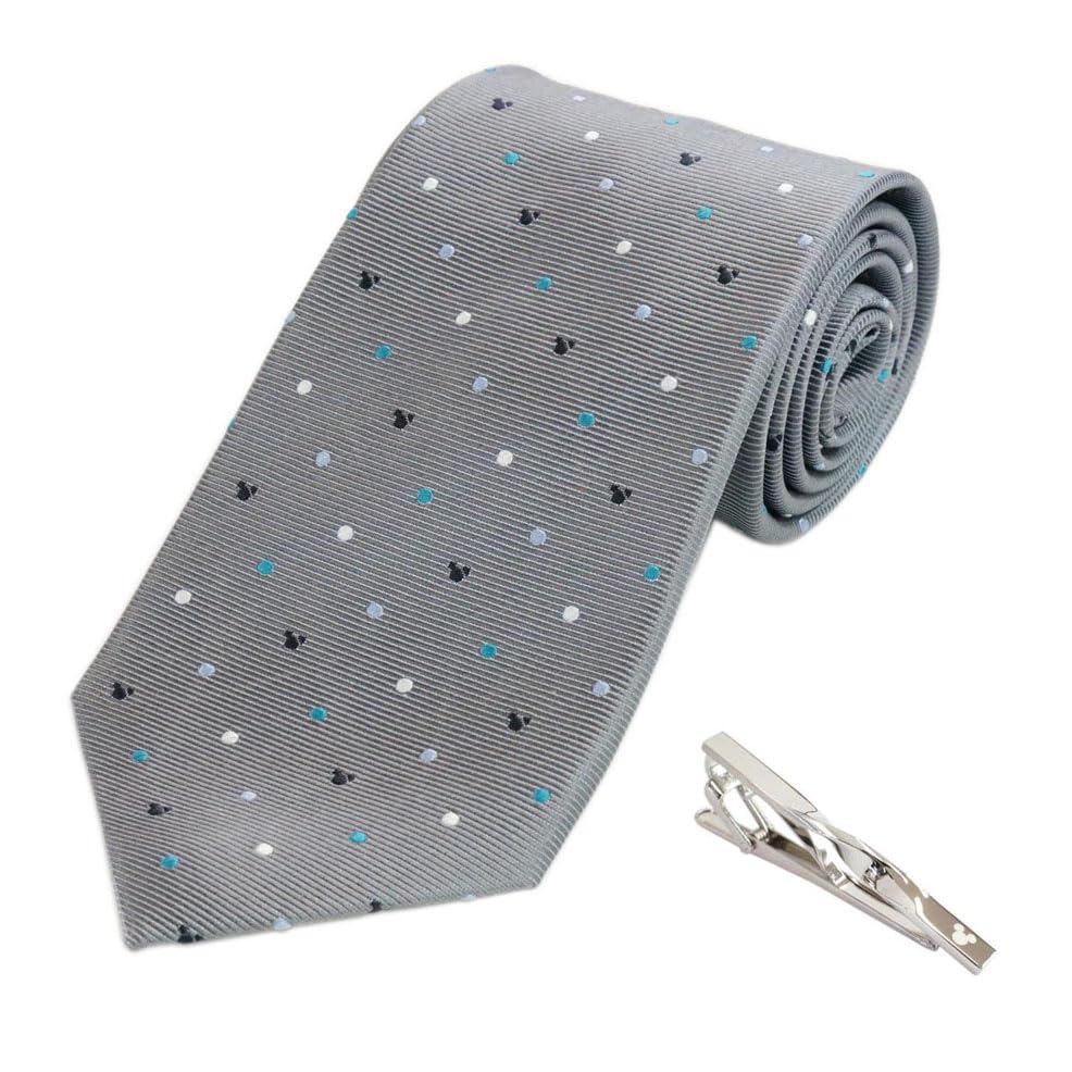 

Disney Mickey Mouse Tie Tie Bar Set Includes Tie and Tie Gift & (DN902516-2) Gray, Clip,