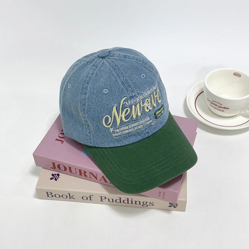 Women s Contrast Crochet Two-Tone Brim Hat C7963_Black Blue