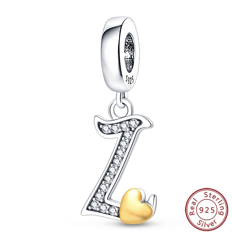 26 English Letter Series Copper Gold Heart-Shaped Design Charms Beads 3Mm Diy Fine Jewelry Making