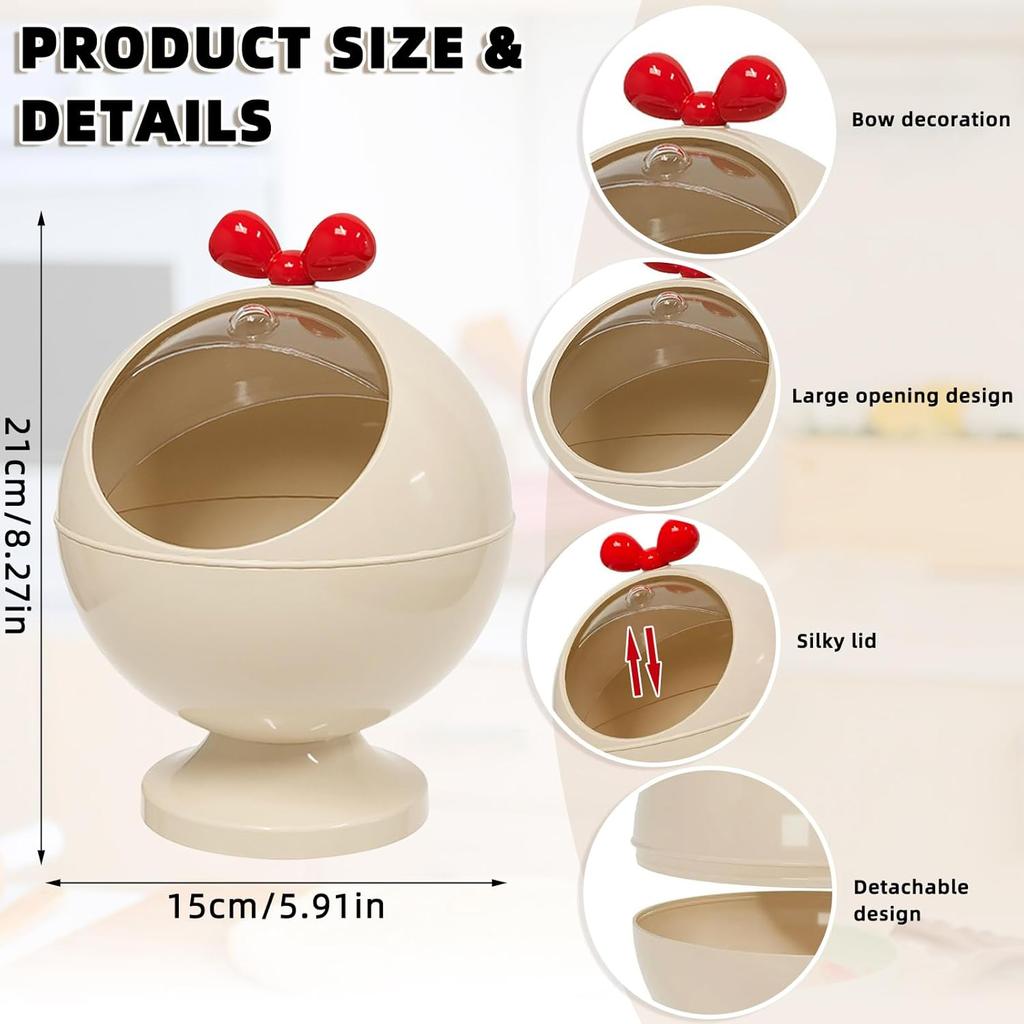 Spherical Hair Accessories Storage Organizers, Vanity Accessories Storage Holder Dustproof Box with Lid for Scrunchie storage