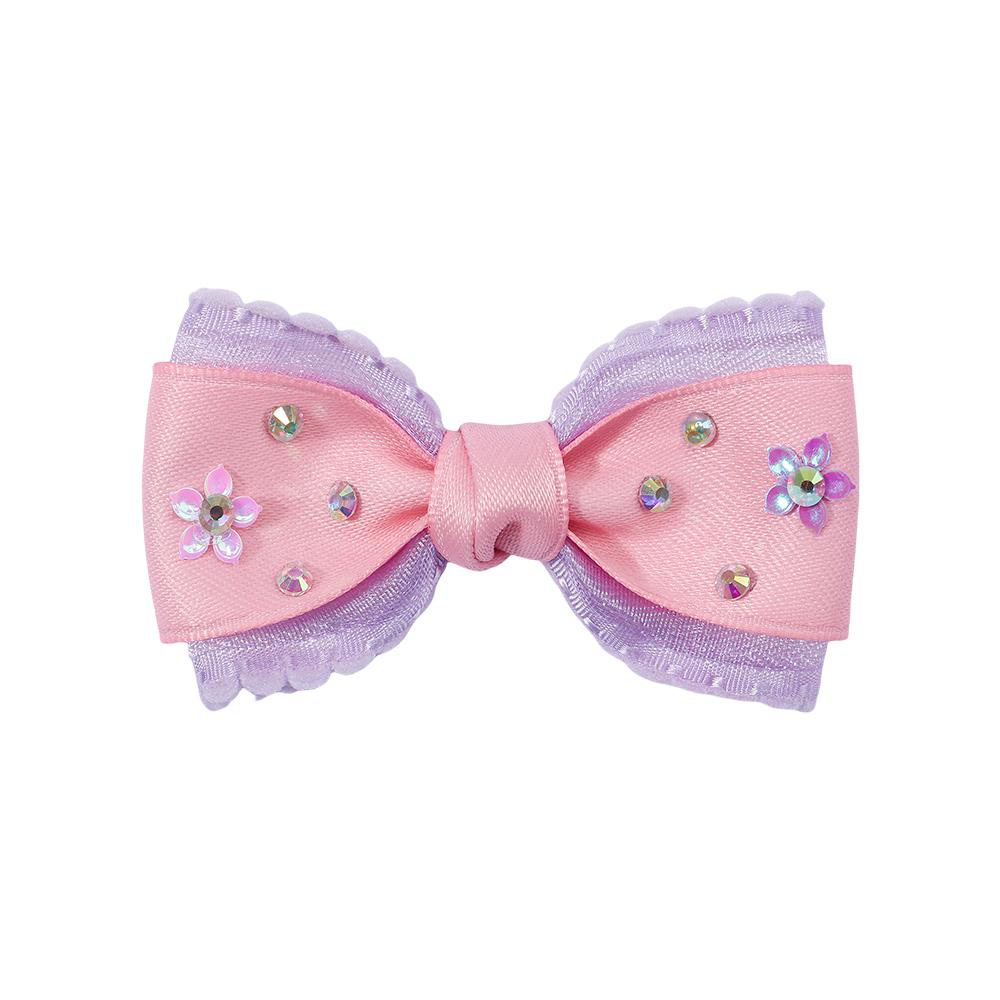 2Pcs New Children's Bow Hairpin Shiny Hairpin With Diamonds Headdress Hair Clips Sweet Girls Princess Hair Accessories