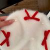 Winter Hats Woman Rabbit Fur Bow Beads Beret Women Sweet Painter Cap French Berets Woman Red Black White Flat Cap