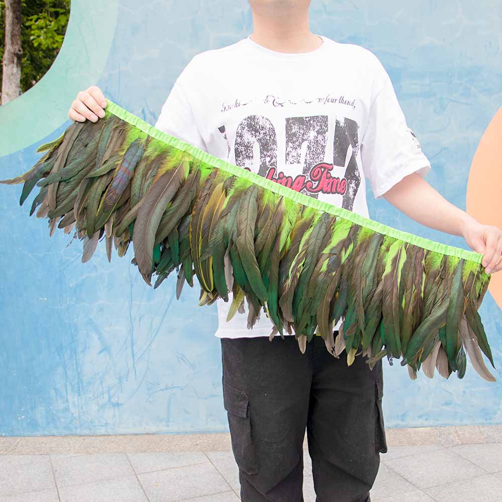 1 Meter Natürliches Rotes Hahnenhechel Federbesatz Fransen 10-12 Zoll Hochzeit Karneval Party Dekoration DIY Kleidung Nähen Handwerk