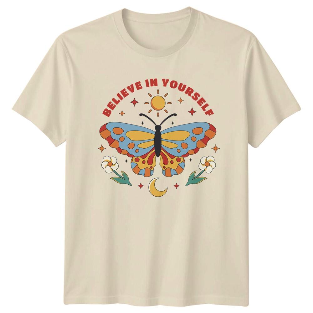 Believe In Yourself Butterfly Graphic Tee Unisexs TShirt Unisexs Top Unisex