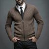 Autumn and winter new men's stand-up collar fleece sweater knitted sweater youth fashion casual cardigan jacket men
