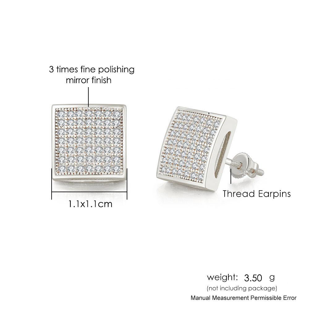 Iced Out Zirconia Stud Earrings For Men Hiphop Gold Color Plated Male Earing Fashion Punk Jewelry Gift Shiny Accessories OHE001