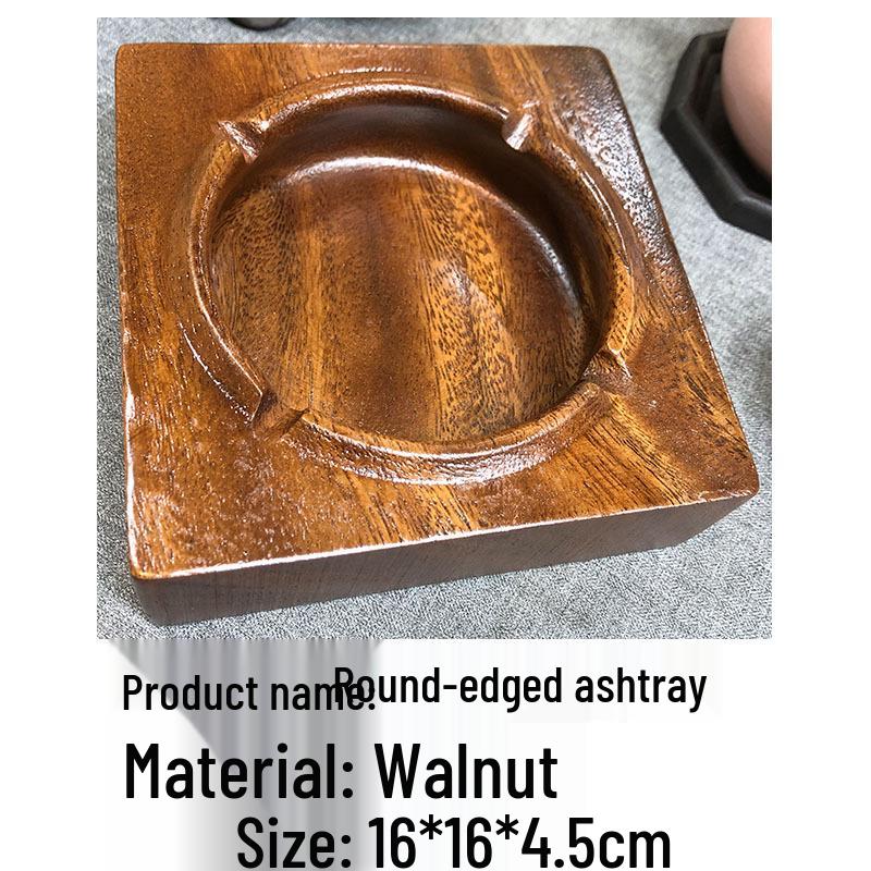 Luxury Wooden Walnut Ashtray with Storage - Ideal for Living Room & Hotel