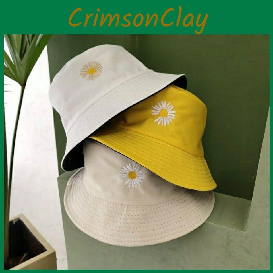 Doublesided Magritte Embroidery Bucket Cap Stylish Sun Protection Fisherman Hat