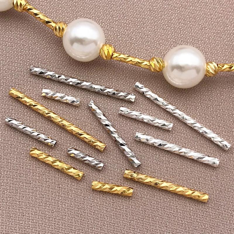 50pcs 18K Copper Plated True Golden Thick Silvery Platinum Batch Flower Connection Tube, DIY Bracelet Jewelry Making Accessories