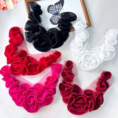 1 ADET Kumaş Kumaş Moda Giyim Aksesuarları DIY Çiçek Yamaları Göğüs Çiçek Dikiş Elbise Aplike Yaka Çiçek
