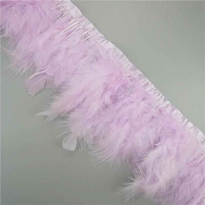 2 Mètres Bordure de Plumes de Marabout Moelleuses Bords Frange 6-8" Plumes de Dinde Blanches Noires Décor Vêtements sur Bande Artisanat Ruban Décoration
