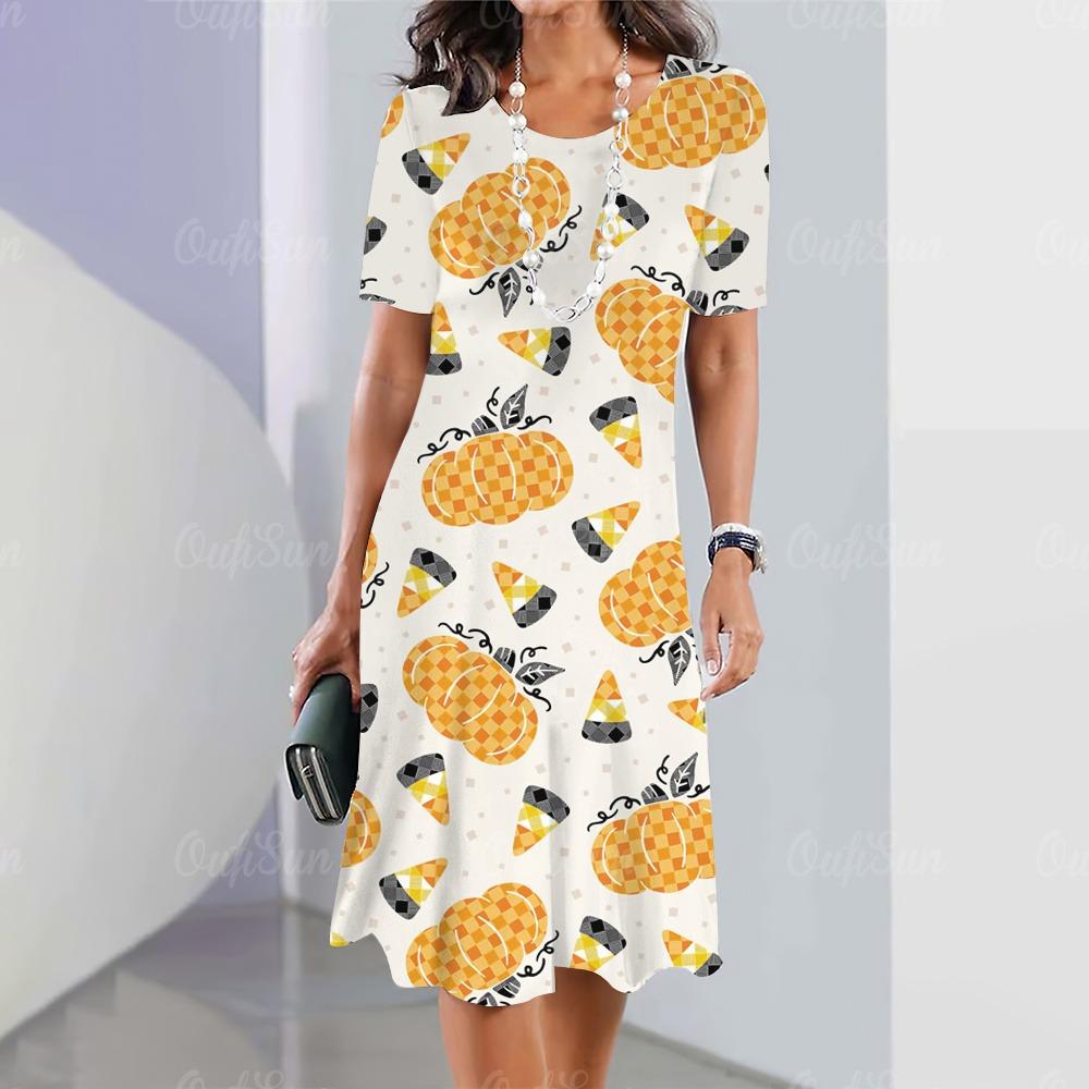 New Women's Pattern Printed Dress Elegant and Beautiful Midi Dress Plus Women's Summer Dress