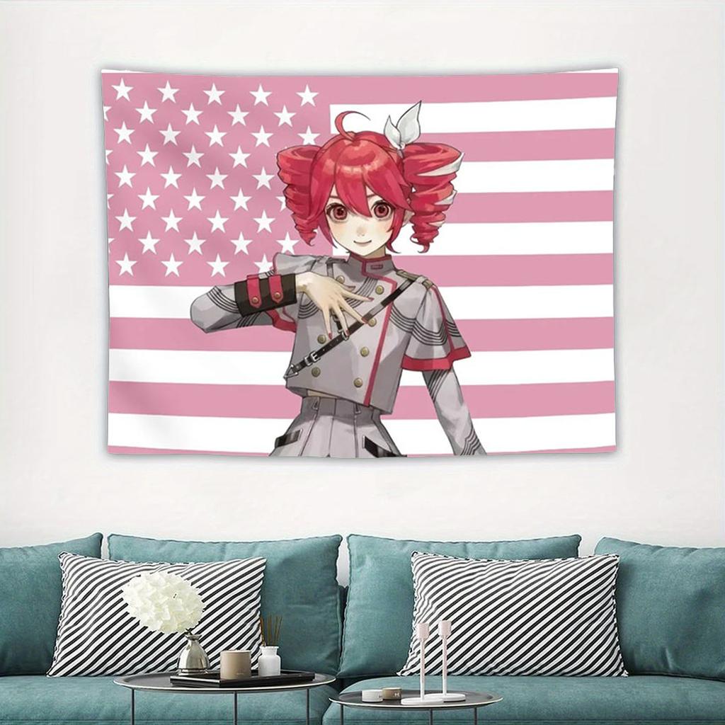 Kasane Teto Pink American Flag Wall Hanging Cloth Dormitory Room Decoration Wallpaper Banner Tapestry Aesthetic Decoration