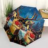1 Stück Weihnachts-Rentier-Familienporträt Automatischer Faltregenschirm, Tragbares 3-fach Design mit 8-Speichen-Eisenrahmen, Outdoor für Fans, Reisende, Jeden Tag
