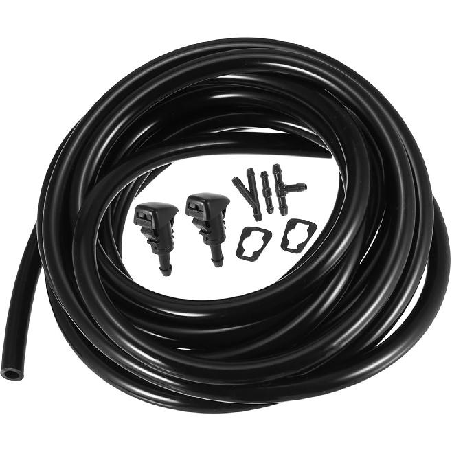 

Front Windshield Wiper Nozzles Kit for Chrysler Town Country with Gaskets 3 Meter Fluid Hose - Pack of 6 Black Item Replacement