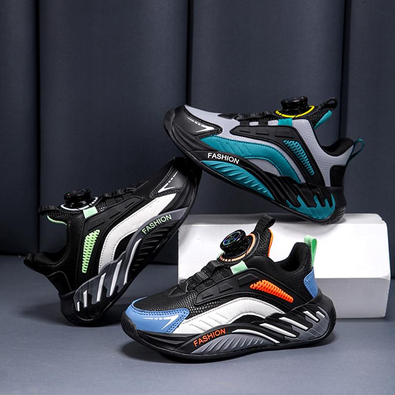 Fashion New Kids Boy Running Sport Shoes Leather Sneakers Children Outdoor Lightweight Breathable Tenis Footwear