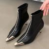 Fashion New Footwear Modern Women Ankle Boots Fashion Designer Zippers Shoes Pointed Toe Ladies Short Booties Female Thin Heels Shoes