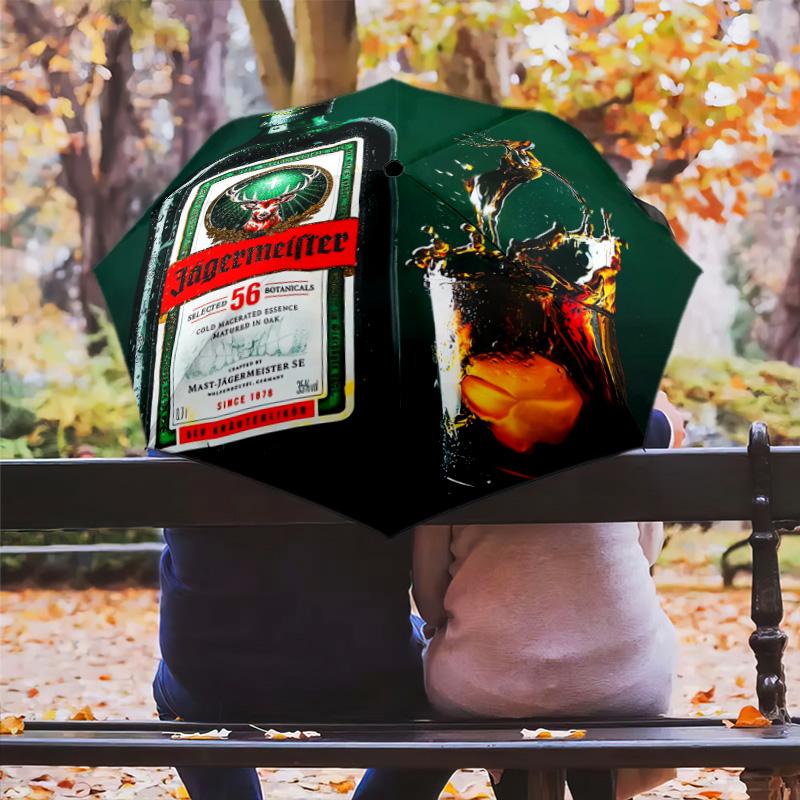 Jägermeister Splash: Kräftig Lebhaft Faltbarer Regenschirm Langlebig Geeignet für alle Jahreszeiten Dreifach faltbar Reise Sonnenschirm