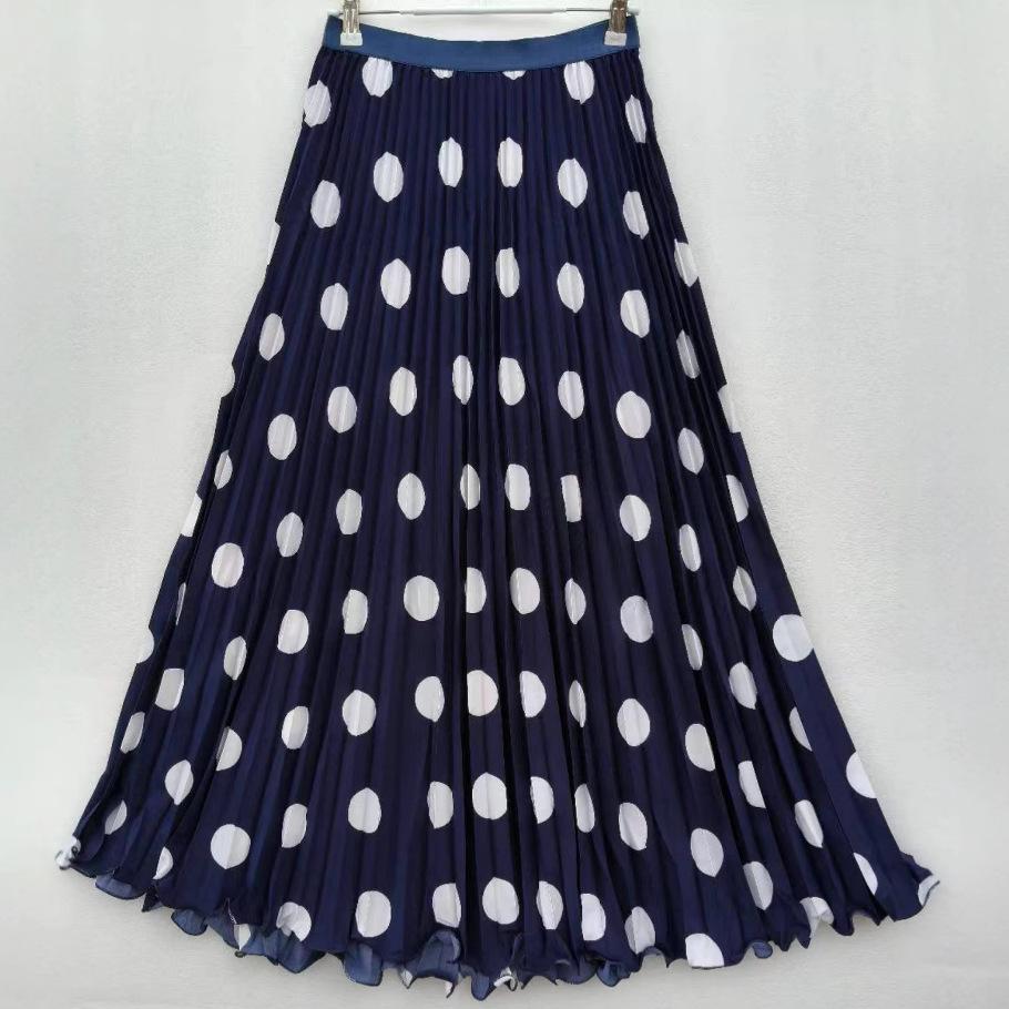 CM Summer South Africa North America Polka Dot Skirt Classic Versatile Skinny Pleated Skirt Long Skirt Women