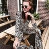 Jeans a zampa skinny a vita alta stampati Streetwear Donna
