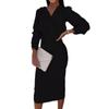 Abiti Casual da Donna - Autunno Primavera Abito Formale da Ufficio da Donna Scollo a V Maniche a Bolle Business Slim Fit Vita Alta Monocolore Abbigliamento da Pendolari OL
