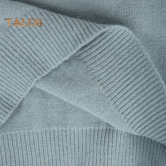 Damen Pullover Rundhals Langarm Häkelstrickpullover Geometrisches Muster Patchwork Farbe Stricktop