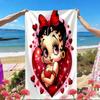 Betty Boop Print Beach Towel, Versatile Lightweight Absorbent Beach Towel for Pool Surf Yoga Bathroom, Perfect Birthday Holiday Gift