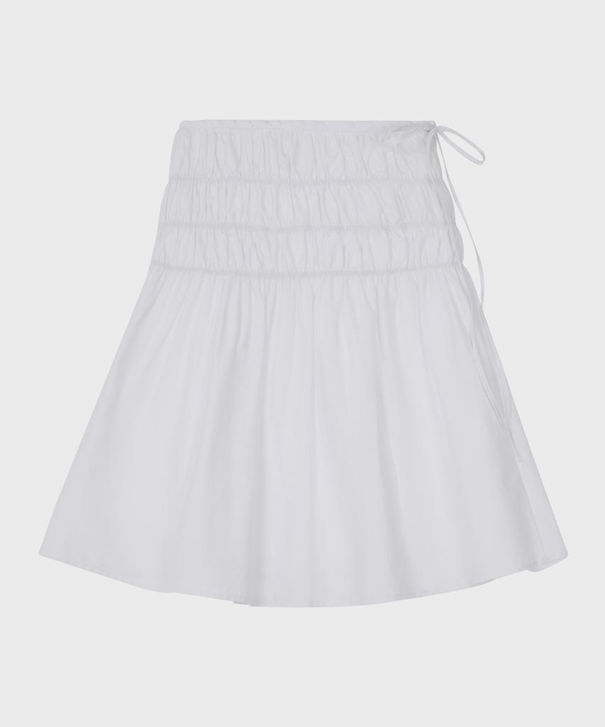 Belloel Smoked Shirred Midi Skirt Ivory