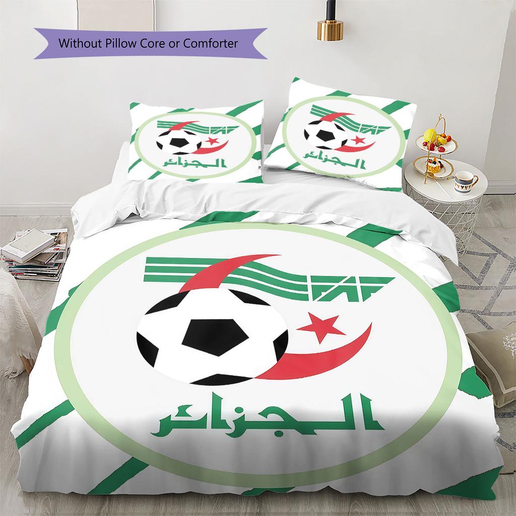 Algeria National Football Team Pattern Bedding,Quilt Set Quilt Cover Pillowcase Home Birthday Gift(1 * duvet cover + 2 * pillowcase, without core)