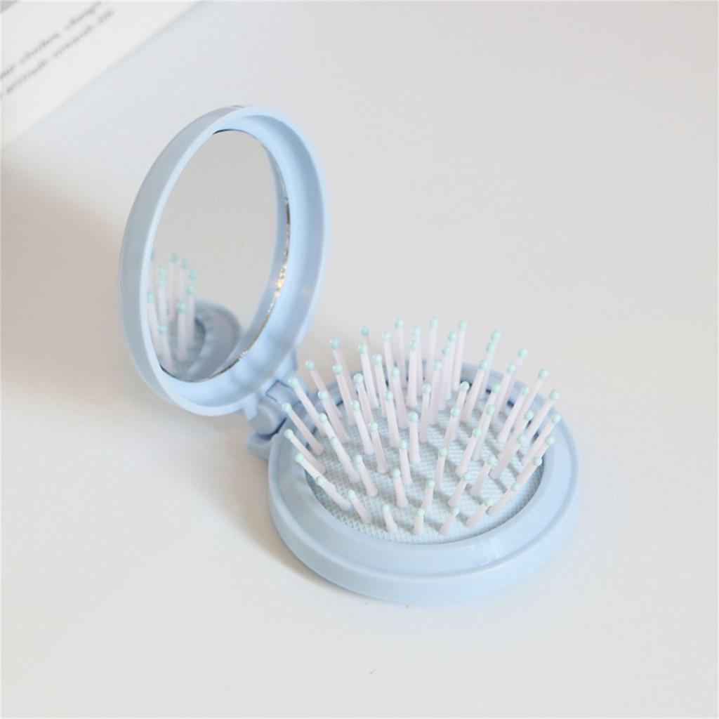 Folding Portable Small Comb With Makeup Mirror DIY Cushion Head Massage Comb Mirror