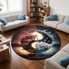 Cherry Blossom Mountain View Flannel-printed round floor mats are slip-resistant Suitable for living room terrace garden carpets