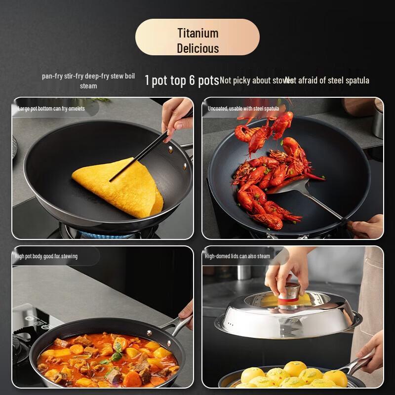 COOKER KING Pure Titanium Non-Coated Wok