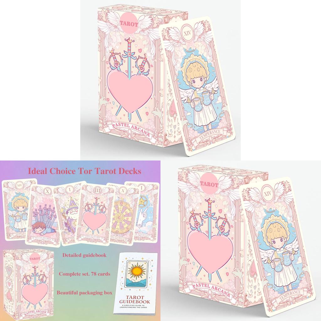 Zartrosa Tarotkarten-Set mit 78 Karten und Anleitung für Sammler und Enthusiasten