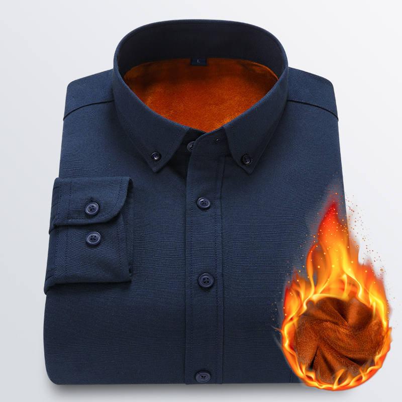 

Зимняя новая мужская флисовая утолщенная профессиональная теплая рубашка с длинным рукавом мужская деловая мужская рубашка 5XL темно-синий