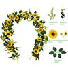 Artificial Sunflower Garland Eucalyptus Vine Artificial Rose Flowers Wreath with Green Leaves for Wedding Party Table Christmas Decoration