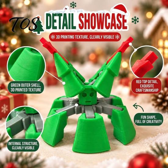 Holiday Desk Accessories Christmas Tree Fidget Toy, 3D Printed Flexible Sensory Decompression Transformation Deformable Monster Toys Figurine