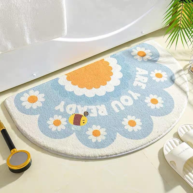 Small Fresh Imitation Cashmere Carpet Bathroom Toilet Floor Mat Toilet Absorbent Non-slip Mat Dirty Foot Mat Door Mat