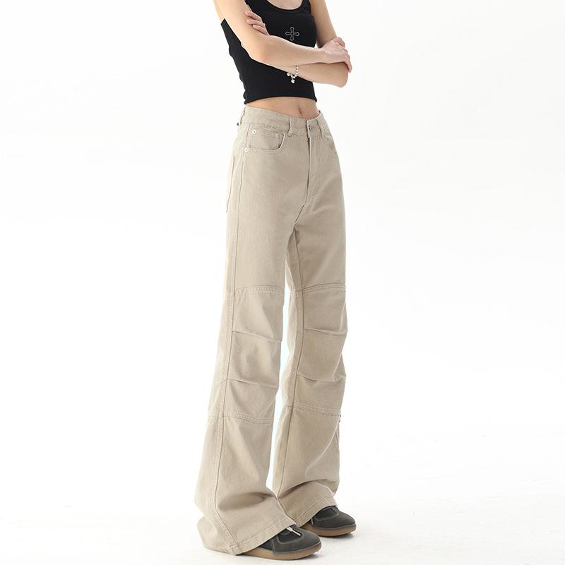 Retro loose niche slightly spicy versatile overalls spring and summer new flared casual jeans women