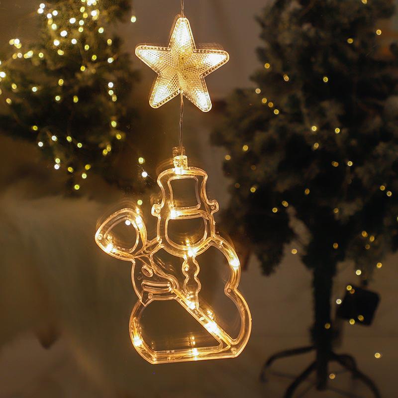 

Рождественские гирлянды на присосках, украшения для окон с праздничной атмосферой, подвесные гирлянды, колокольчики в виде пентаграммы, витрины для магазинов и торговых центров, гирлянды на присосках Snowman разноцветный