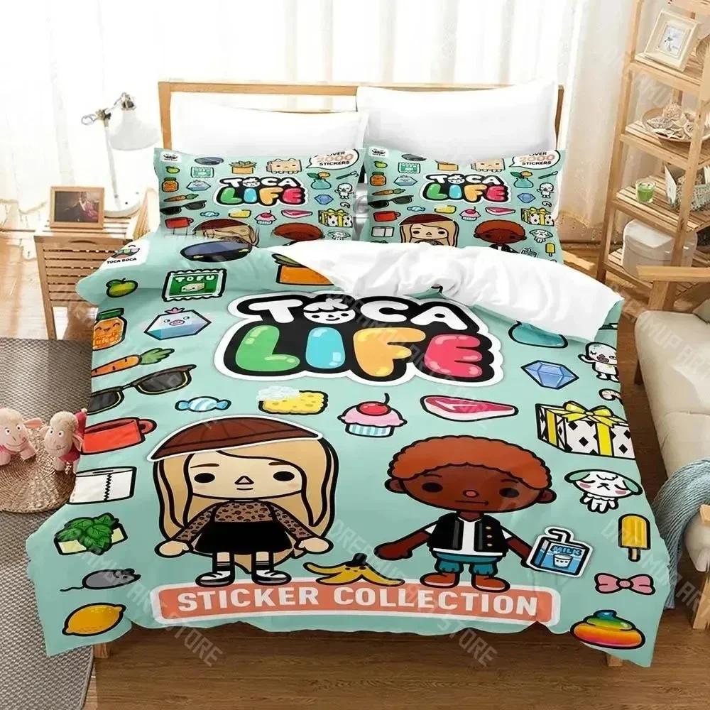3D Anime Game Toca Bocas Bedding Set King Twin Double Child Bedding Set Microfiber or Polyester Duvet Cover Set Home Textiles