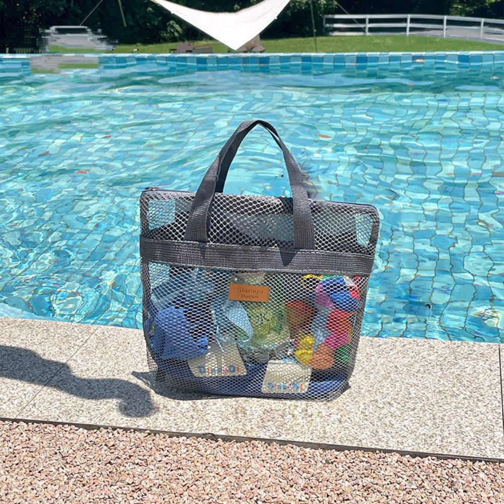 

Solid Color Swimming Storage Pouch Large Capacity Travel Wash Bag Portable Beach Handbag Travel Grey S