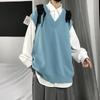New Fashionable Thick V-neck Sleeveless Vest Sleeveless Sweater Cotton School Uniform Cotton Loose Knitted Vest Sweater For Men