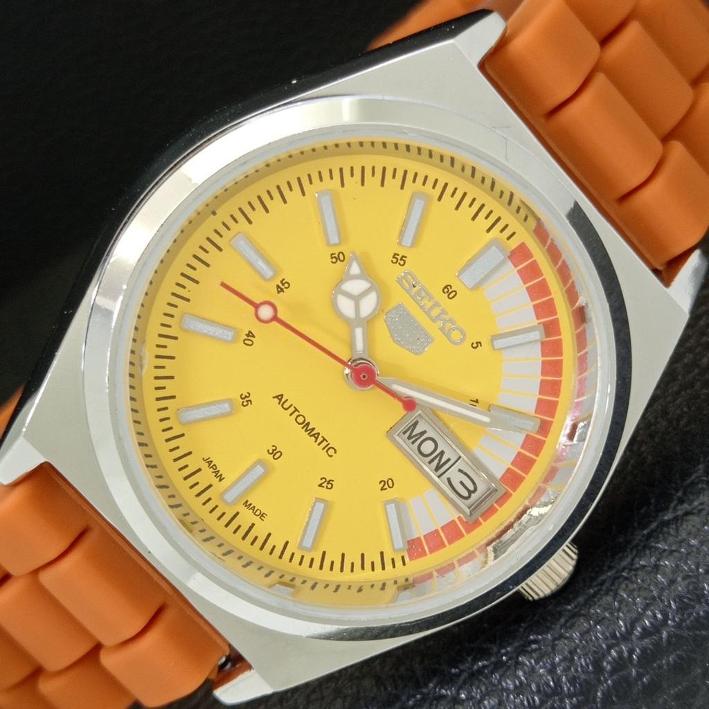 

VINTAGE REFURBISHED SEIKO 5 AUTOMATIC 6309A JAPAN MENS YELLOW WATCH a440897-4 Sk-a440897