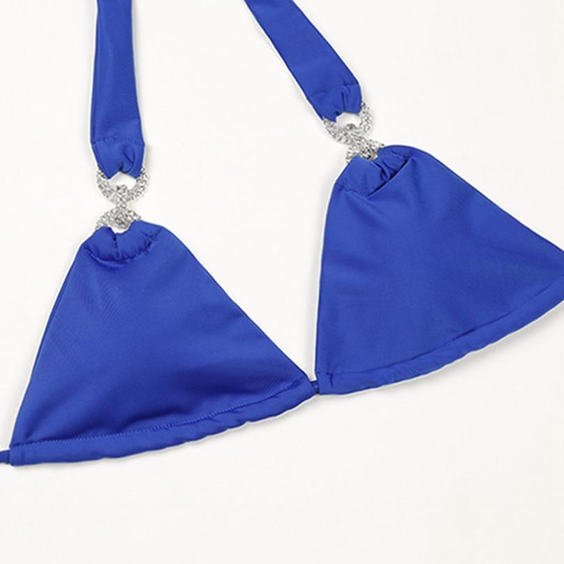 Kadın Moda Yaz Plaj Seksi Bikini Halter Dantel Up Bayanlar Düz Renk Mayo Ayrı Mayo Seti