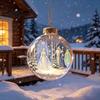 Xmas Fireplace Hanging Ornaments Glowing Christmas Story Ornament, Light-Up 3D Ball with Warm LED, Mini Garden Holiday Scene Clear Decoration